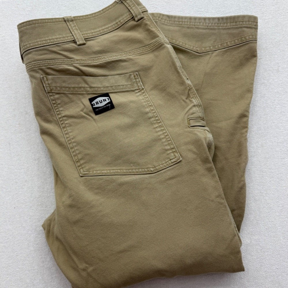 Brunt Work Pants Men 40x30 Tan Canvas Utility Trousers Stretch Reinforced